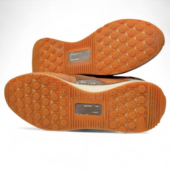 Polo Ralph Lauren Train 89 Tan Mens 9 Leather Sneaker Lace Up Trainers Retro 70s - Picture 8 of 10